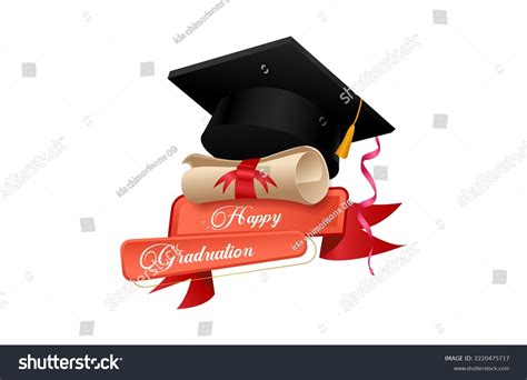 Realistic Graduation Cap Diploma Scroll Isolated Stock Vector Royalty