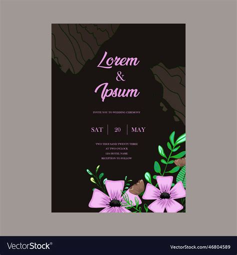 Flower Wedding Invitation Card Template Paper Vector Image