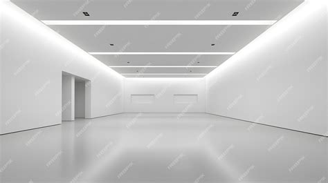 Premium Photo | A white room with a white ceiling and lights on the ceiling.