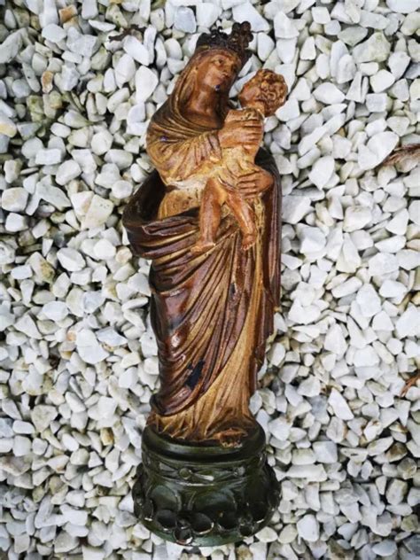 MAGNIFIQUE STATUE RELIGIEUSE Madone Vierge Marie Et L Enfant En Platre