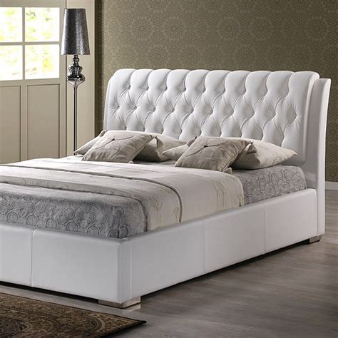 Bianca Queen Platform Bed - Diamond Tufts, Metal Legs, White | DCG Stores