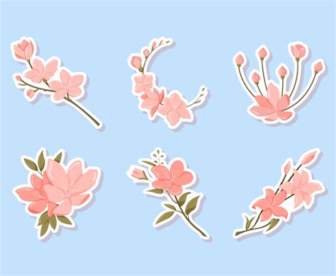 Spring Cherry Blossom Sticker Set Vector Art Graphics Freevector