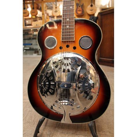 Gear4music Round Neck Resonator Guitar Wood Body Sunburst