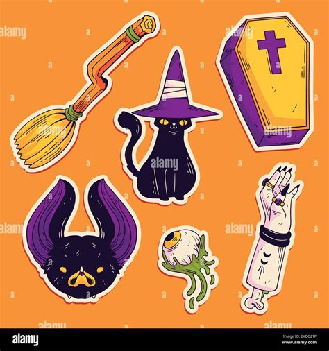 Hand Drawn Horror Halloween Elements Collection Vector Design Illustration Stock Vector Image