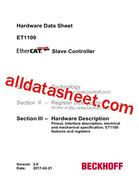 ET1100 Datasheet(PDF) - Beckhoff Automation GmbH & Co. KG