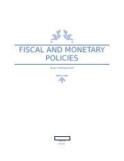 Unit Assignment Bu Docx Fiscal And Monetary Policies Bryan