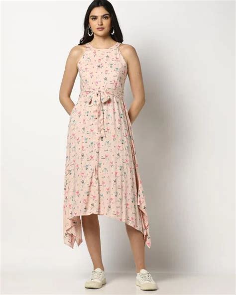 Buy Women Printed Handkerchief Dress With Belt Online At Best Prices In India Jiomart