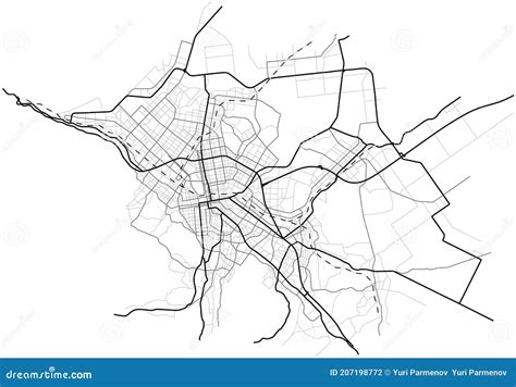 Abstract City Map Line Scheme Of Roads Town Streets On The Plan