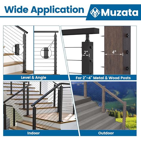 Muzata Pair Black Invisible Cable Railing Kit Swage Tensioner