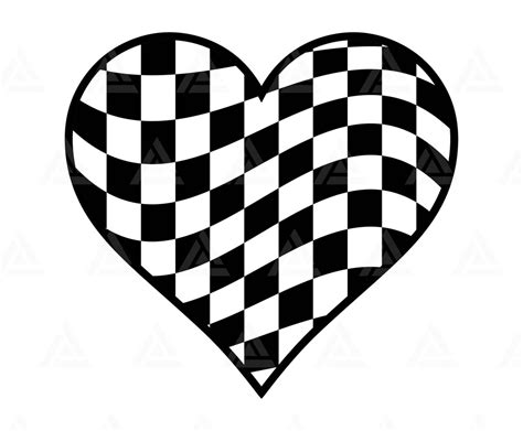 Wavy Checkered Heart Svg Checkerboard Svg Wrap Checkered Retro