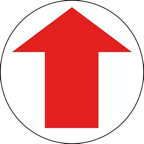 Warehouse Floor Sign - Red/White Arrow, 8" Diameter S-24199 - Uline