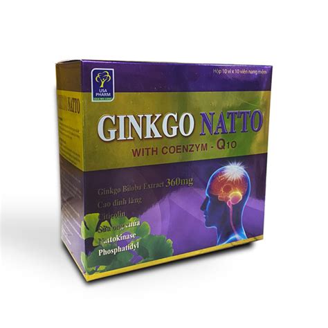 Ginkgo Natto With Coenzyme Q10 360mg tím hộp 10 vỉ x 10 viên nang mềm