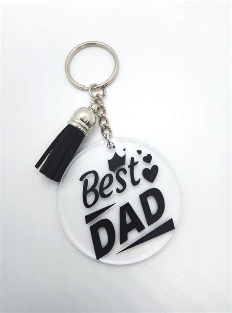 Dad Keyring Best Dad T Dad Key Chain Acrylic Keyrings Etsy