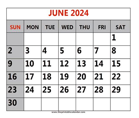 June 2024 Printable Calendars