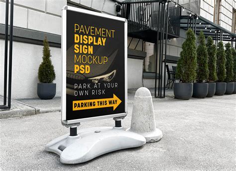 Water Based Pavement Display Sign Mockup Free Psd Templates