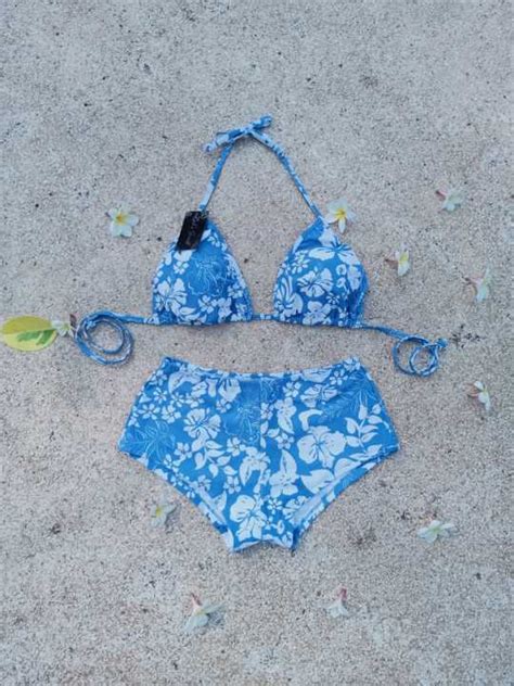Bikini Biru Bunga Putih Bikini Segitiga Celana Boxer Busa Lazada Indonesia