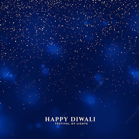 Happy Diwali Blue Background With Falling Fireworks Sparkles, Happy ...