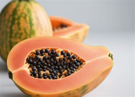 A Papaya On White Background Premium Ai Generated Image