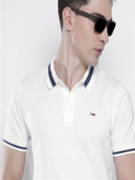 Buy Tommy Hilfiger Men White Solid Polo Collar Organic Cotton