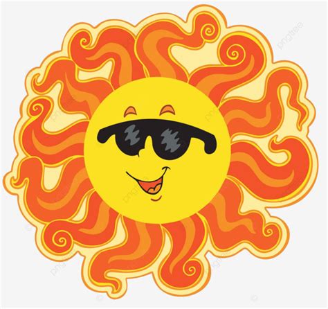 Sol Encaracolado Dos Desenhos Animados Ver O Feliz Ensolarado Vetor Png