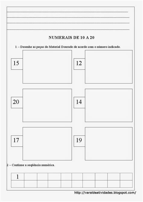 Numerais De 10 A 20 - JORNAL R 7ª: Atividades com numerais de 10 a 20 para imprimir