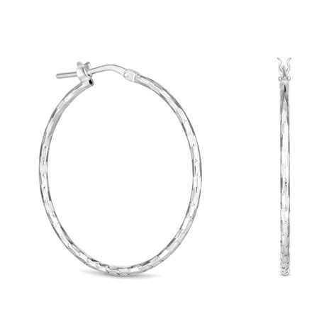 Simply Silver Sterling Silver 925 Fine Diamond Cut Hoop Earrings