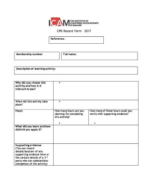 Fillable Online Cpd Record Form Fax Email Print Pdffiller