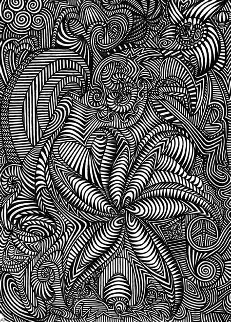 Flower Trippy Black And White Art Ink On Paper Abstract Black And