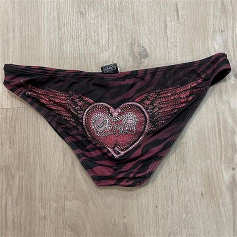 Sinful By Affliction Bikini Cottons Pink And Black Depop
