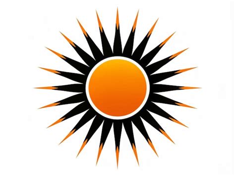 Sol Naranja Con Rayos Negros Vector Premium