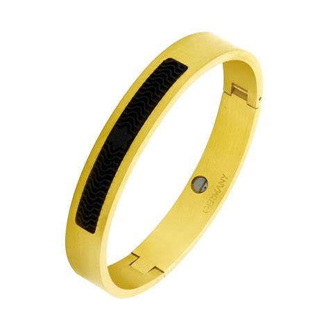 Buy Zivom Designer Solid 316L Stainless Steel Gold Black Silicon Kada