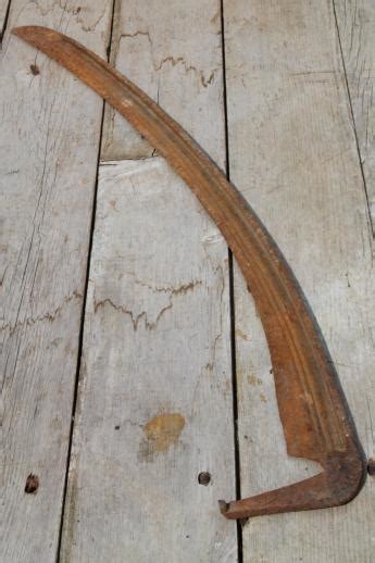 antique hand scythe blade, lot of rusty iron reaper's scythe blades for harvesting or Halloween ...