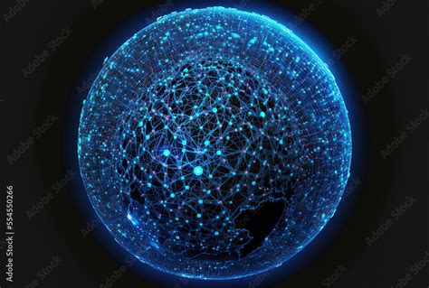 Blue Neon Dot Sphere Science And Technology Sphere Of Frame Technologies Future Globe Grid With