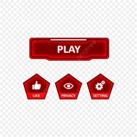 Game Buttons 3d Vector Red Glossy Button Menu 2d And 3d Buttons For