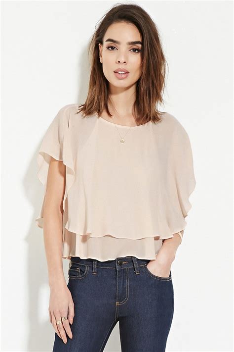 Contemporary Ruffle Chiffon Top Forever 21 2000182247 Chiffon Tops Short Sleeve Chiffon