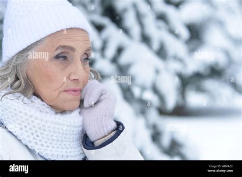 Upset Mature Woman Portrait Outdoors Stock Photo Alamy
