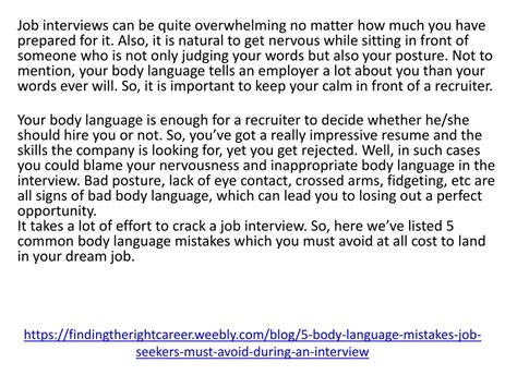 PPT - 5 Body Language Mistakes Job Seekers Must Avoid During An