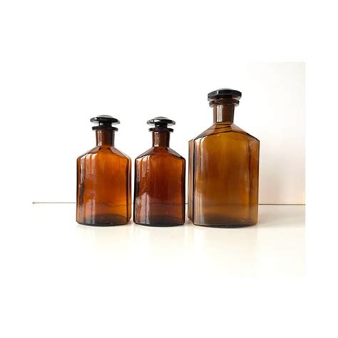 Amber Glass Bottles With Stoppers Etsy