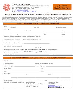 Fillable Online International Syr J Scholar Transfer Out Form