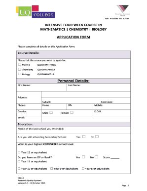 Fillable Online Uqcollege Edu Ipp Application Form Uq College Fax