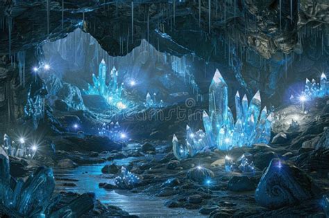 Explore A Crystal Cave With Glowing Gemstones Vibrant Colors And A