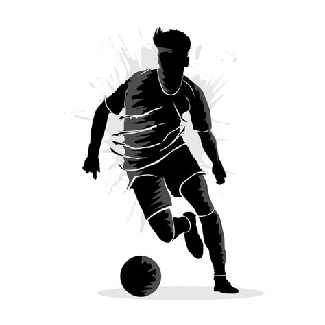 Abstract Silhouette Art Of Male Soccer Player Dribbling A Ball