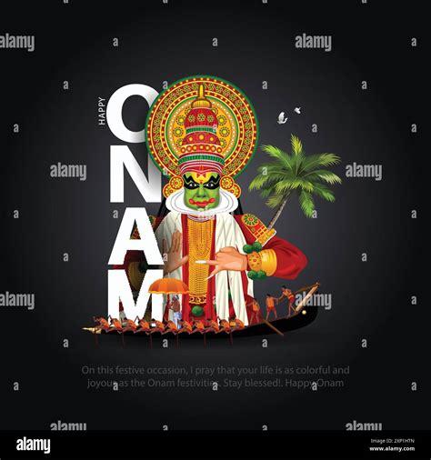 Kerala Festival Happy Onam With Kathakali Face Use For Poster Leaflet