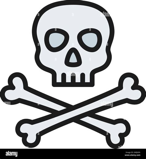 Pirate skull with crossbones flat color line icon Stock Vector Image ...