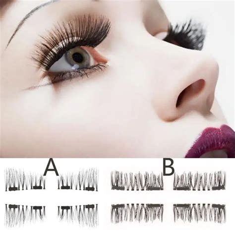 1 Pair Black 3D Double Magnetic False Eyelashes Lashes Reusable False