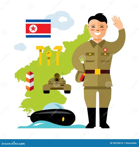 Vector Concept North Korea. Flat Style Colorful Cartoon Illustration ...