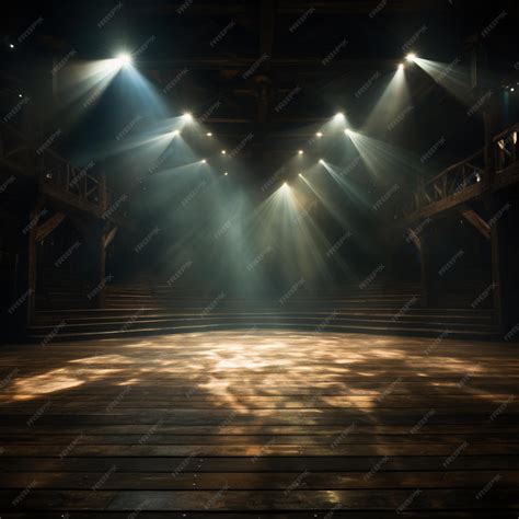 Premium AI Image | stage with spotlights on wooden stage background ...