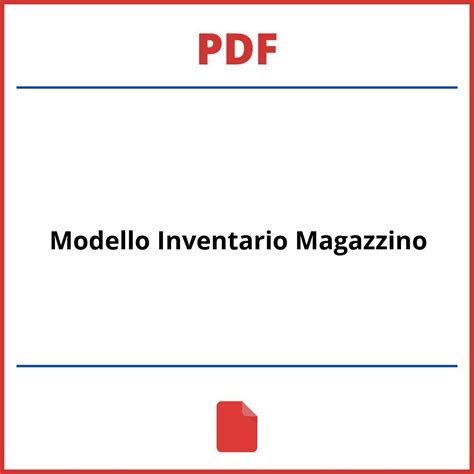 Modello Inventario Magazzino Pdf