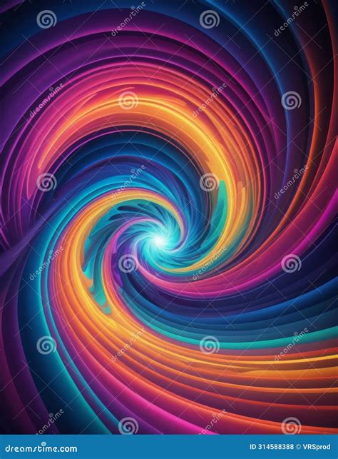 Vivid Swirling Rainbow Vortex Abstract Art Stock Illustration