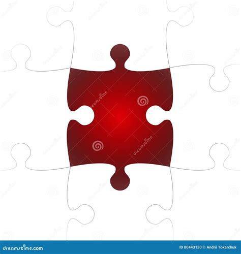 White Puzzle Pieces With One Red Missing Stock Vector Illustration